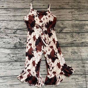 Cowprint jumpsuit/romper little girls